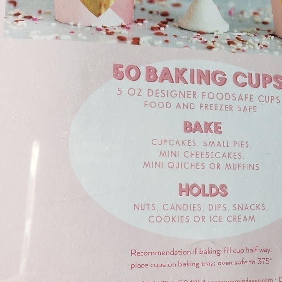 NWT - 50 Pink Heart and Love Baking Cups 2" tall and 2 1/4" wide 5 oz. - Picture 3 of 3